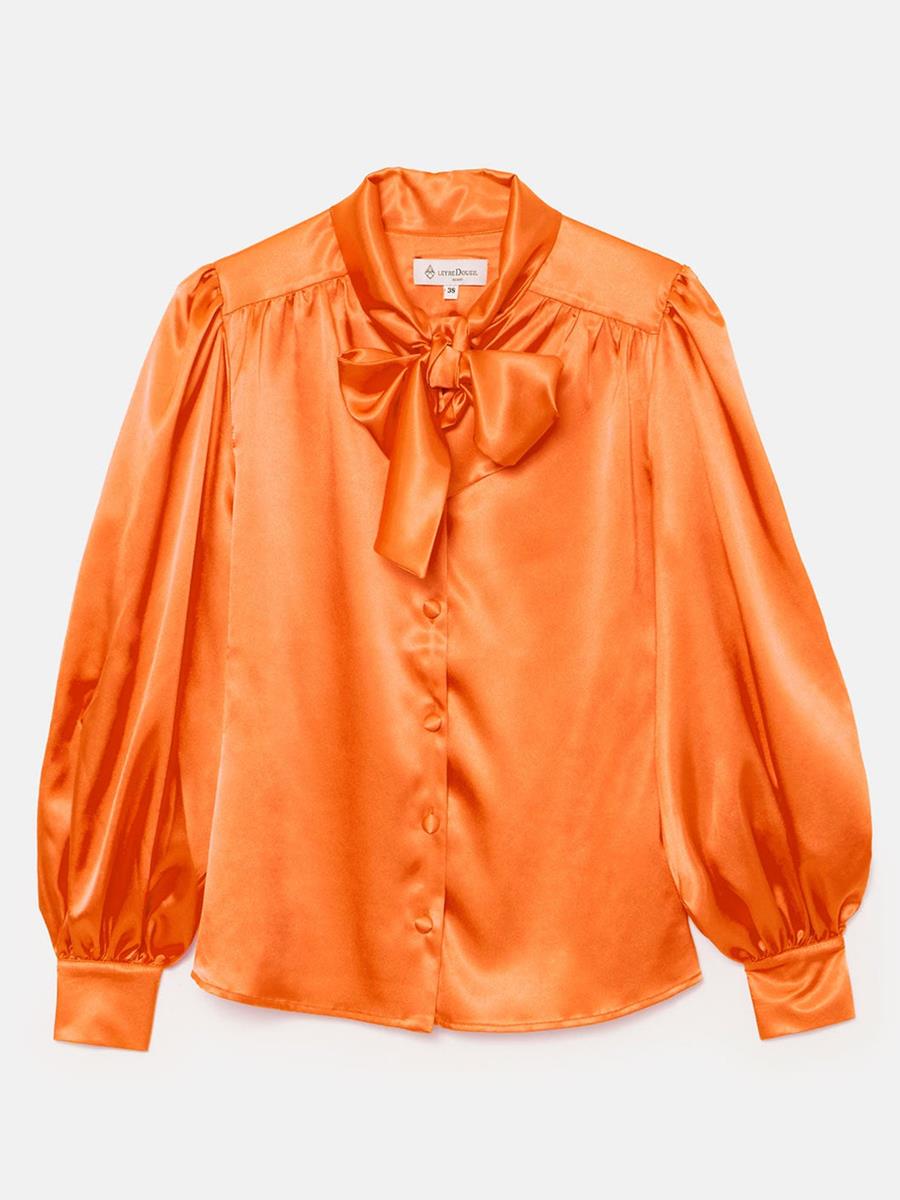 CAMISA SATEN LAZO | MOD.LARA ORANGE | Tienda online de moda femenina de autor