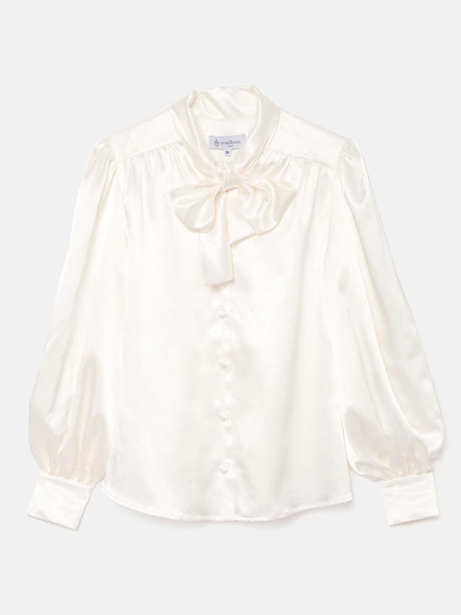 SATIN BOW SHIRT | MOD.LARA WHITE